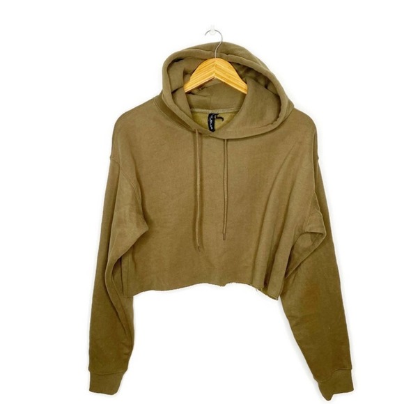 Out from Under Green Raw Hem Cropped Hoodie Size S - Picture 1 of 5